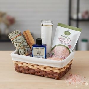 Spa Gift Basket with Pink Salt and Sage